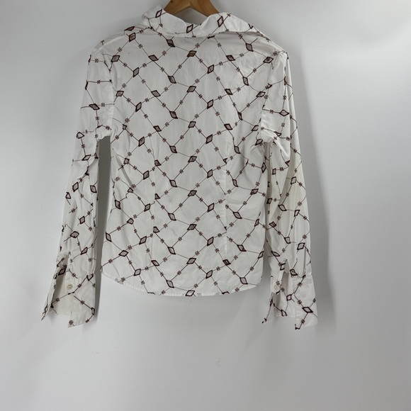 Samuel Dong 100 % cotton button down shirt embroidered  cut out detail Small - Picture 12 of 15